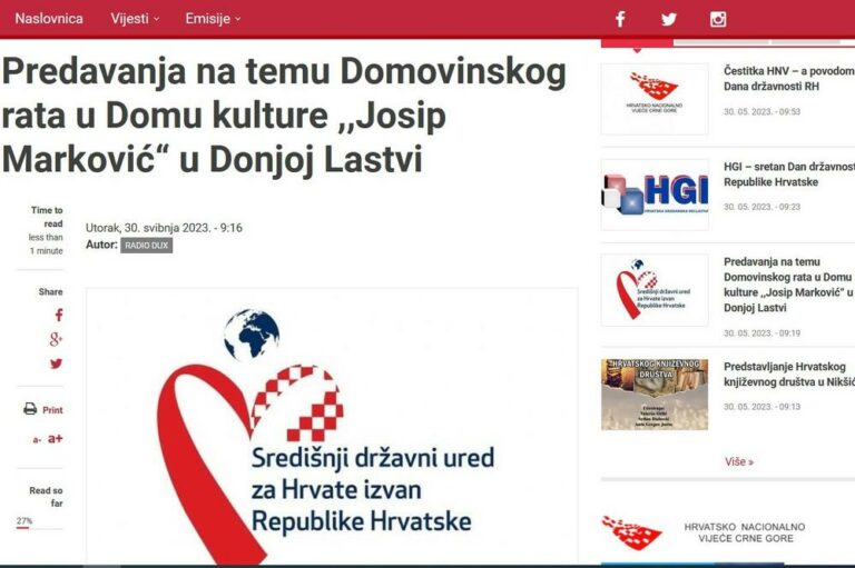 Kontroverzno predavanje u organizaciji čelnika HGI u četvrtak u Tivtu: Istorija rata ili predizborno dizanje tenzija?