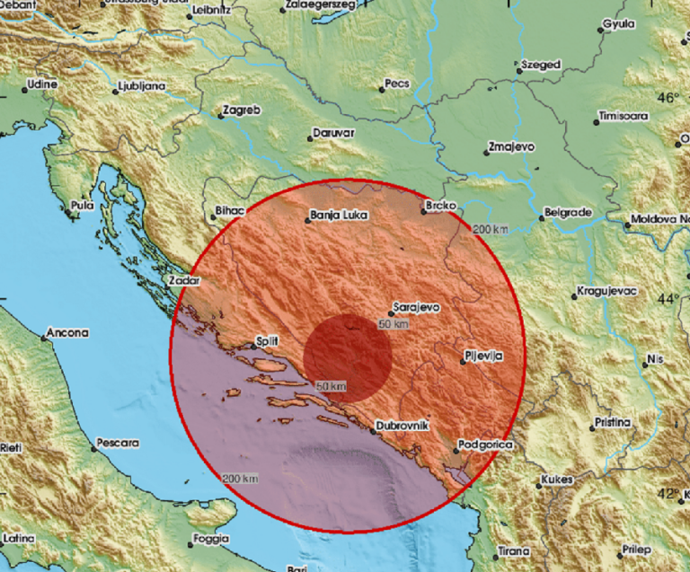 Jači zemljotres u BiH, treslo i u Crnoj Gori