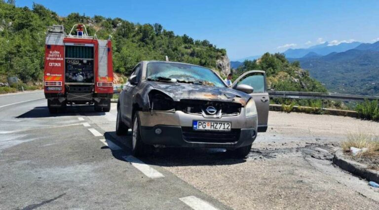 Zapalio se automobil na putu Podgorica – Cetinje