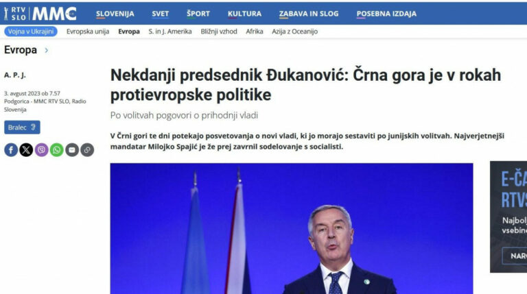Đukanović za RTV Slovenija: Ova vlast služi političkim interesima Beograda, odnosno služi velikosrpskim interesima u Crnoj Gori