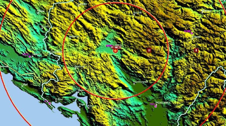 EPICENTAR U KLIČEVU: Slabiji zemljotres u Nikšiću